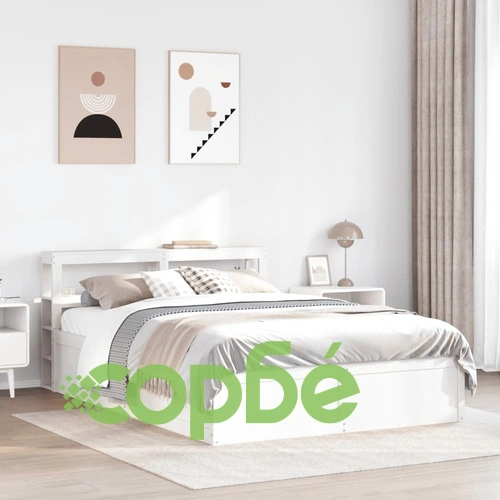 Рамка за легло с табла, бяла, 140x190 см, масивно дърво ➤ топ цена ➤ sorbe.bg