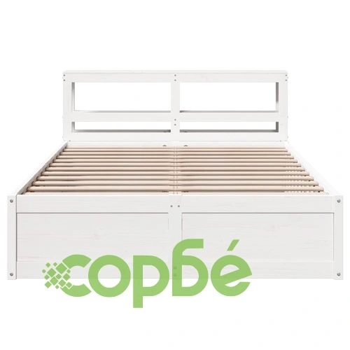 Рамка за легло с табла, бяла, 140x190 см, масивно дърво ➤ топ цена ➤ sorbe.bg