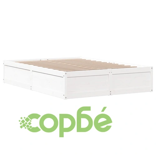 Рамка за легло с табла, бяла, 140x190 см, масивно дърво ➤ топ цена ➤ sorbe.bg