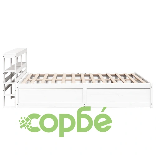 Рамка за легло с табла, бяла, 140x190 см, масивно дърво ➤ топ цена ➤ sorbe.bg