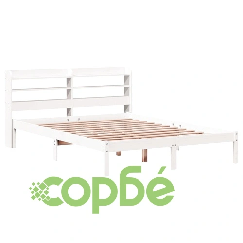 Рамка за легло без матрак, бял, 140x190 см, бор масив ➤ топ цена ➤ sorbe.bg