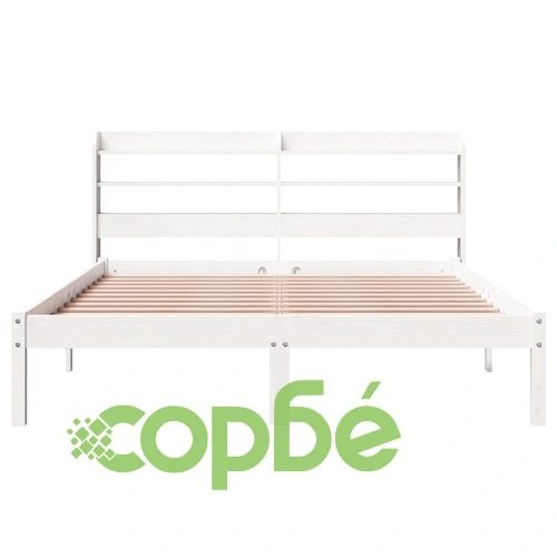 Рамка за легло без матрак, бял, 140x190 см, бор масив ➤ топ цена ➤ sorbe.bg
