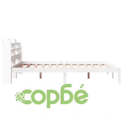 Рамка за легло без матрак, бял, 140x190 см, бор масив ➤ топ цена ➤ sorbe.bg