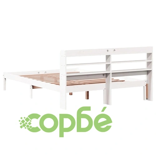 Рамка за легло без матрак, бял, 140x190 см, бор масив ➤ топ цена ➤ sorbe.bg