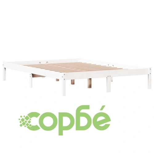 Рамка за легло без матрак, бял, 140x190 см, бор масив ➤ топ цена ➤ sorbe.bg