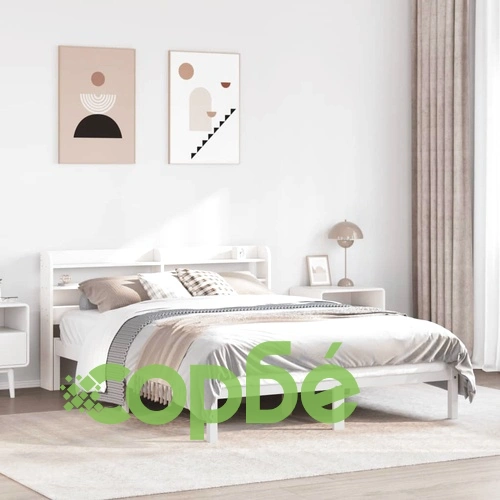 Рамка за легло без матрак, бял, 140x190 см, бор масив ➤ топ цена ➤ sorbe.bg