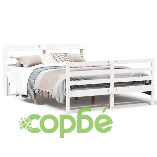 Рамка за легло с табла без матрак, бяла, 140x190 см ➤ топ цена ➤ sorbe.bg