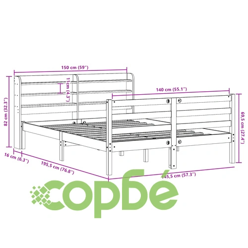 Рамка за легло с табла без матрак, бяла, 140x190 см ➤ топ цена ➤ sorbe.bg