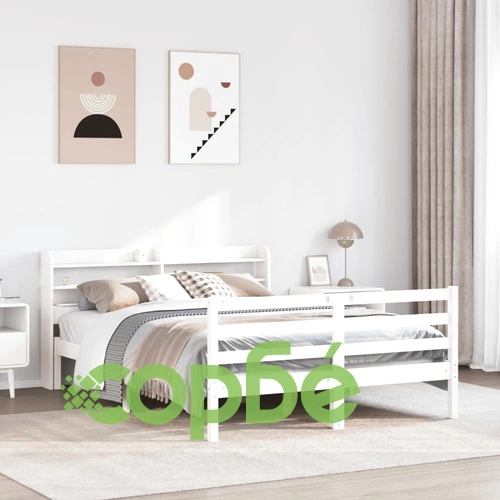 Рамка за легло с табла без матрак, бяла, 140x190 см ➤ топ цена ➤ sorbe.bg