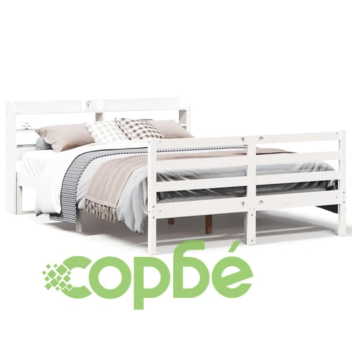 Рамка за легло с табла без матрак, бяла, 160x200 см ➤ топ цена ➤ sorbe.bg