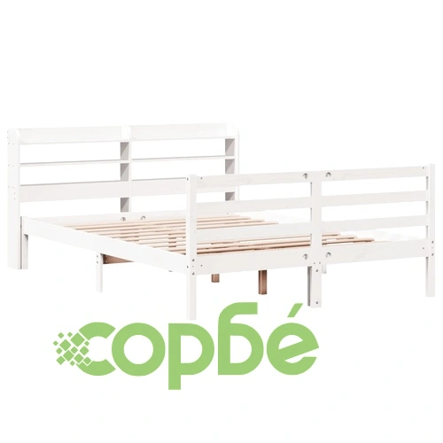 Рамка за легло с табла без матрак, бяла, 160x200 см ➤ топ цена ➤ sorbe.bg