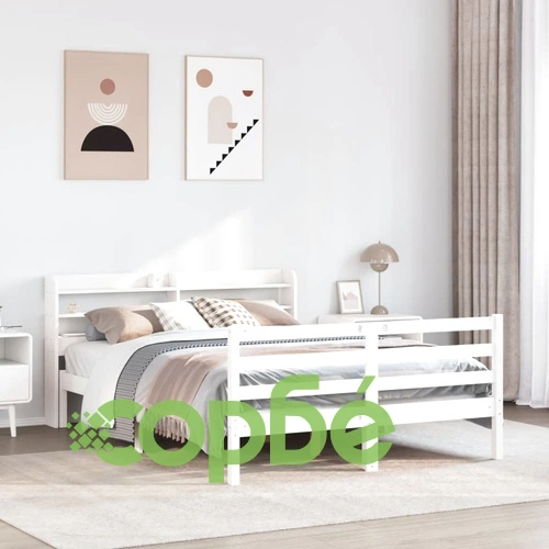 Рамка за легло с табла без матрак, бяла, 160x200 см ➤ топ цена ➤ sorbe.bg