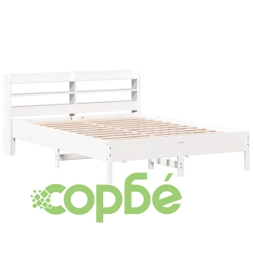 Рамка за легло без матрак, бял, 160x200 см, бор масив ➤ топ цена ➤ sorbe.bg