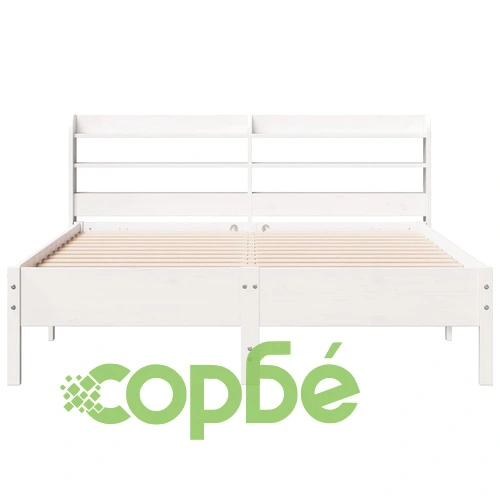 Рамка за легло без матрак, бял, 160x200 см, бор масив ➤ топ цена ➤ sorbe.bg