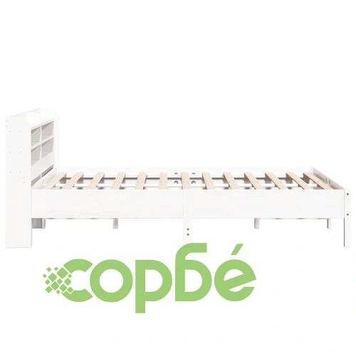 Рамка за легло без матрак, бял, 160x200 см, бор масив ➤ топ цена ➤ sorbe.bg