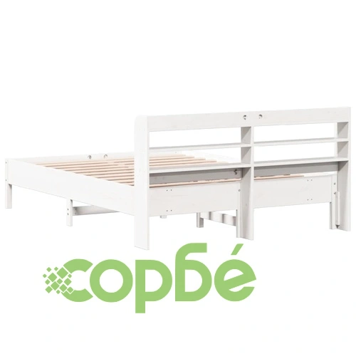 Рамка за легло без матрак, бял, 160x200 см, бор масив ➤ топ цена ➤ sorbe.bg