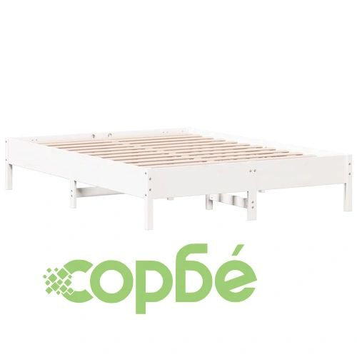 Рамка за легло без матрак, бял, 160x200 см, бор масив ➤ топ цена ➤ sorbe.bg