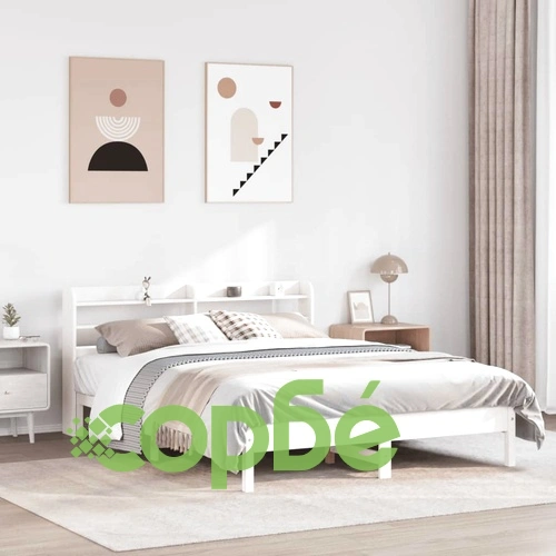 Рамка за легло без матрак, бял, 160x200 см, бор масив ➤ топ цена ➤ sorbe.bg