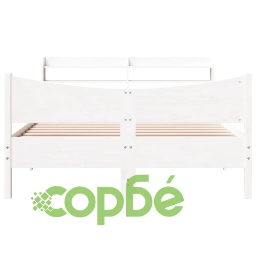 Рамка за легло с табла, бяла, 140x190 см, масивно дърво ➤ топ цена ➤ sorbe.bg