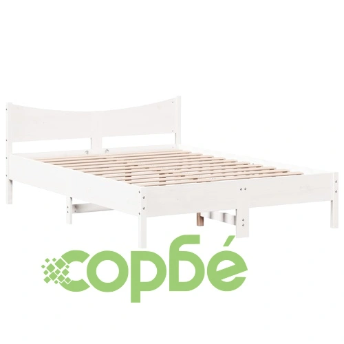 Рамка за легло с табла, бяла, 140x190 см, масивно дърво ➤ топ цена ➤ sorbe.bg