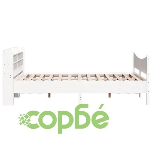 Рамка за легло с табла, бяла, 140x190 см, масивно дърво ➤ топ цена ➤ sorbe.bg