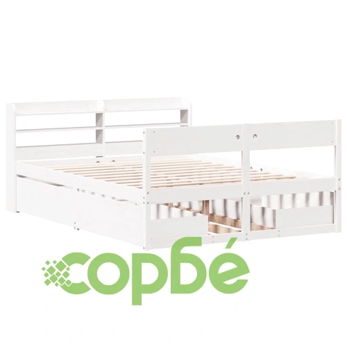 Рамка за легло без матрак, бял, 160x200 см, бор масив ➤ топ цена ➤ sorbe.bg