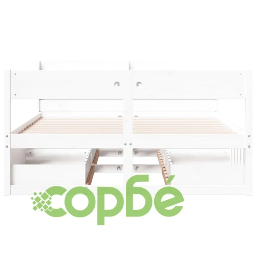 Рамка за легло без матрак, бял, 160x200 см, бор масив ➤ топ цена ➤ sorbe.bg