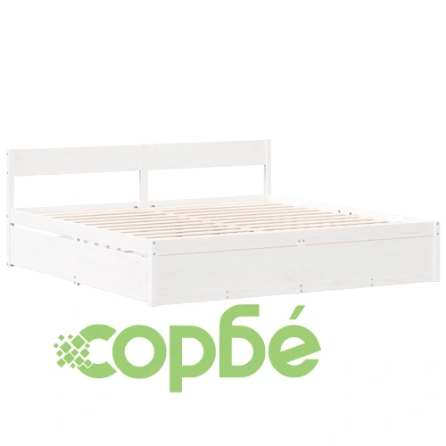 Рамка за легло без матрак, бял, 160x200 см, бор масив ➤ топ цена ➤ sorbe.bg