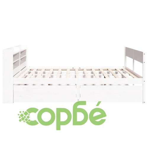 Рамка за легло без матрак, бял, 160x200 см, бор масив ➤ топ цена ➤ sorbe.bg