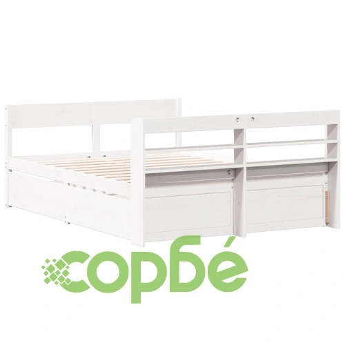 Рамка за легло без матрак, бял, 160x200 см, бор масив ➤ топ цена ➤ sorbe.bg