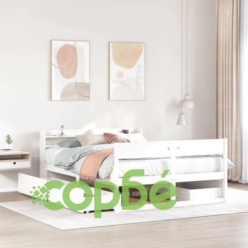Рамка за легло без матрак, бял, 160x200 см, бор масив ➤ топ цена ➤ sorbe.bg