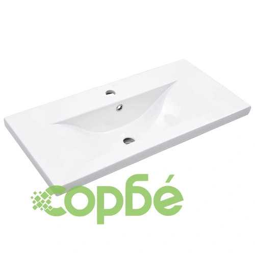 Комплект мебели за баня от 2 части, керамика и инженерно дърво ➤ топ цена ➤ sorbe.bg