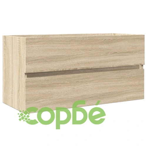 Комплект мебели за баня от 2 части, керамика и инженерно дърво ➤ топ цена ➤ sorbe.bg