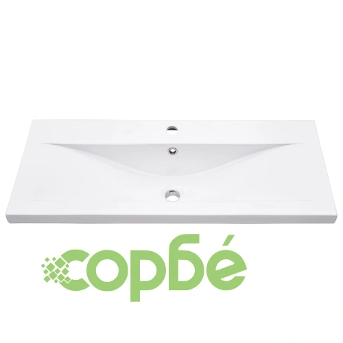 Комплект мебели за баня от 2 части, керамика и инженерно дърво ➤ топ цена ➤ sorbe.bg