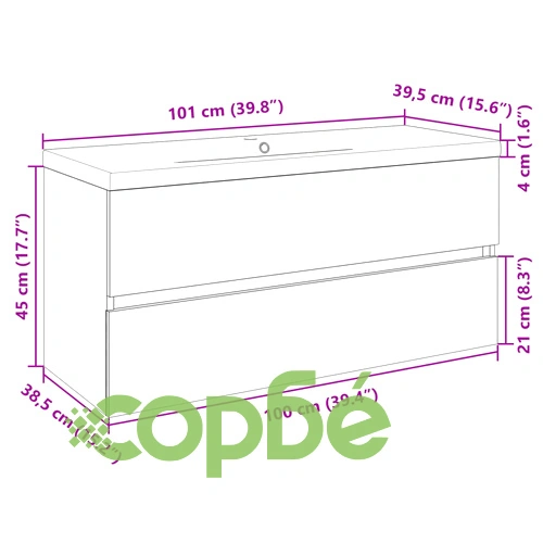 Комплект мебели за баня от 2 части, керамика и инженерно дърво ➤ топ цена ➤ sorbe.bg