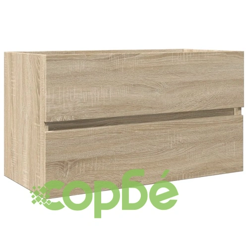 Комплект мебели за баня от 2 части, керамика и инженерно дърво ➤ топ цена ➤ sorbe.bg