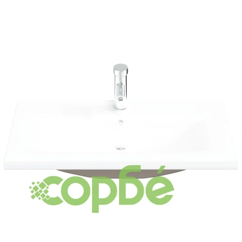 Комплект мебели за баня от 2 части, керамика и инженерно дърво ➤ топ цена ➤ sorbe.bg