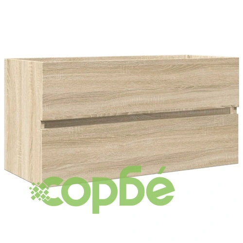 Комплект мебели за баня от 2 части, керамика и инженерно дърво ➤ топ цена ➤ sorbe.bg