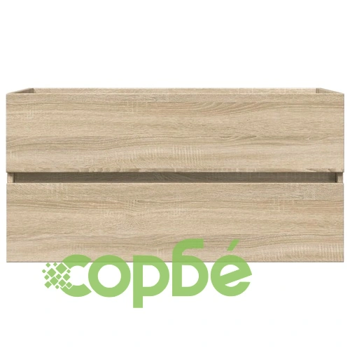 Комплект мебели за баня от 2 части, керамика и инженерно дърво ➤ топ цена ➤ sorbe.bg