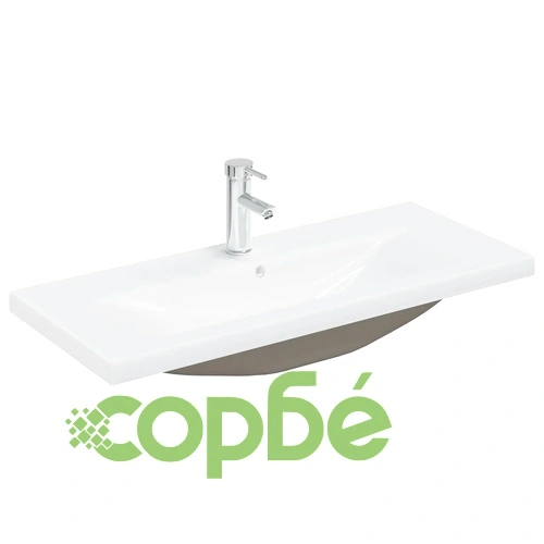 Комплект мебели за баня от 2 части, керамика и инженерно дърво ➤ топ цена ➤ sorbe.bg