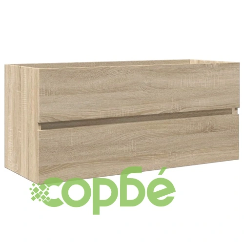 Комплект мебели за баня от 2 части, керамика и инженерно дърво ➤ топ цена ➤ sorbe.bg