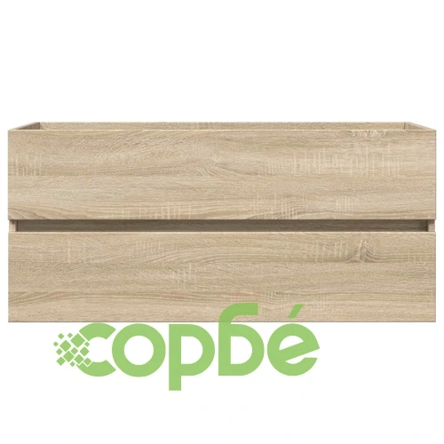 Комплект мебели за баня от 2 части, керамика и инженерно дърво ➤ топ цена ➤ sorbe.bg