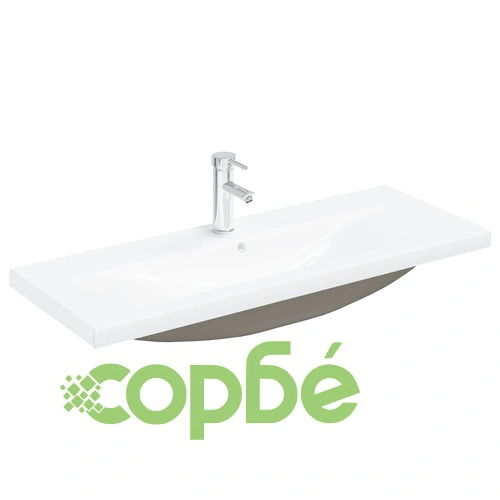 Комплект мебели за баня от 2 части, керамика и инженерно дърво ➤ топ цена ➤ sorbe.bg