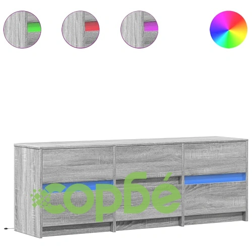 ТВ шкаф с LED, сив сонома, 140x34x50 см, инженерно дърво ➤ топ цена ➤ sorbe.bg