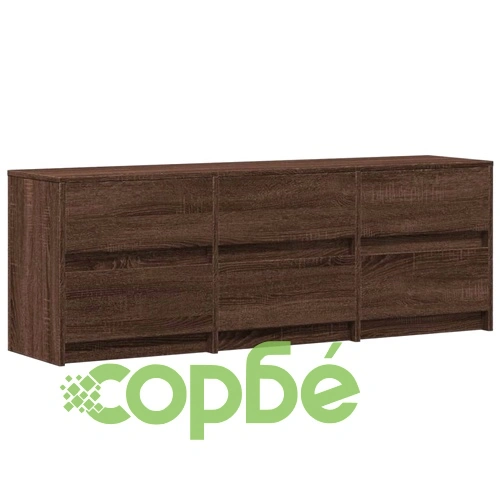 ТВ шкаф с LED, кафяв дъб, 140x34x50 см, инженерно дърво ➤ топ цена ➤ sorbe.bg
