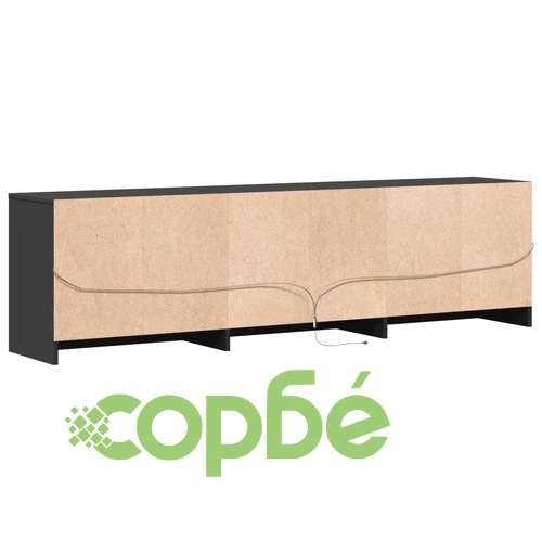 ТВ шкаф с LED, черен, 180x34x50 см, инженерно дърво ➤ топ цена ➤ sorbe.bg