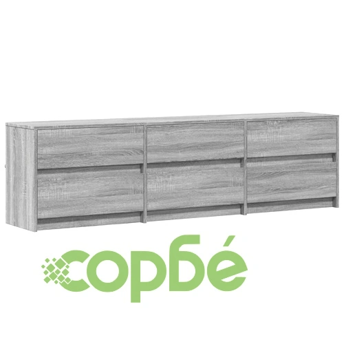 ТВ шкаф с LED, сив сонома, 180x34x50 см, инженерно дърво ➤ топ цена ➤ sorbe.bg