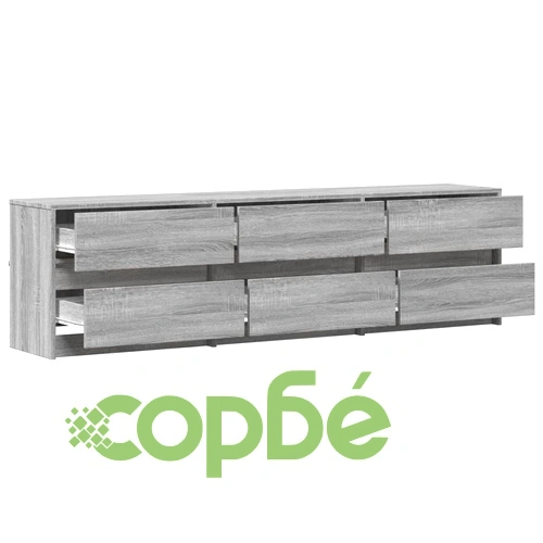 ТВ шкаф с LED, сив сонома, 180x34x50 см, инженерно дърво ➤ топ цена ➤ sorbe.bg