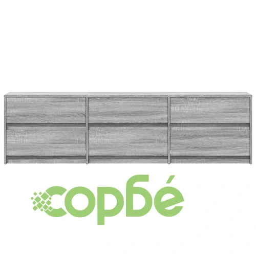 ТВ шкаф с LED, сив сонома, 180x34x50 см, инженерно дърво ➤ топ цена ➤ sorbe.bg