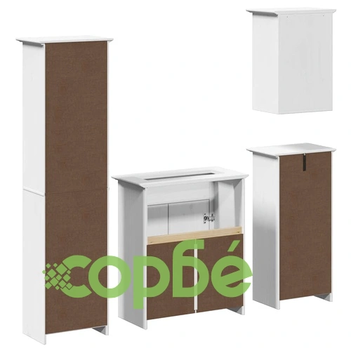 Комплект мебели за баня от 4 части BODO бял бор масив ➤ топ цена ➤ sorbe.bg